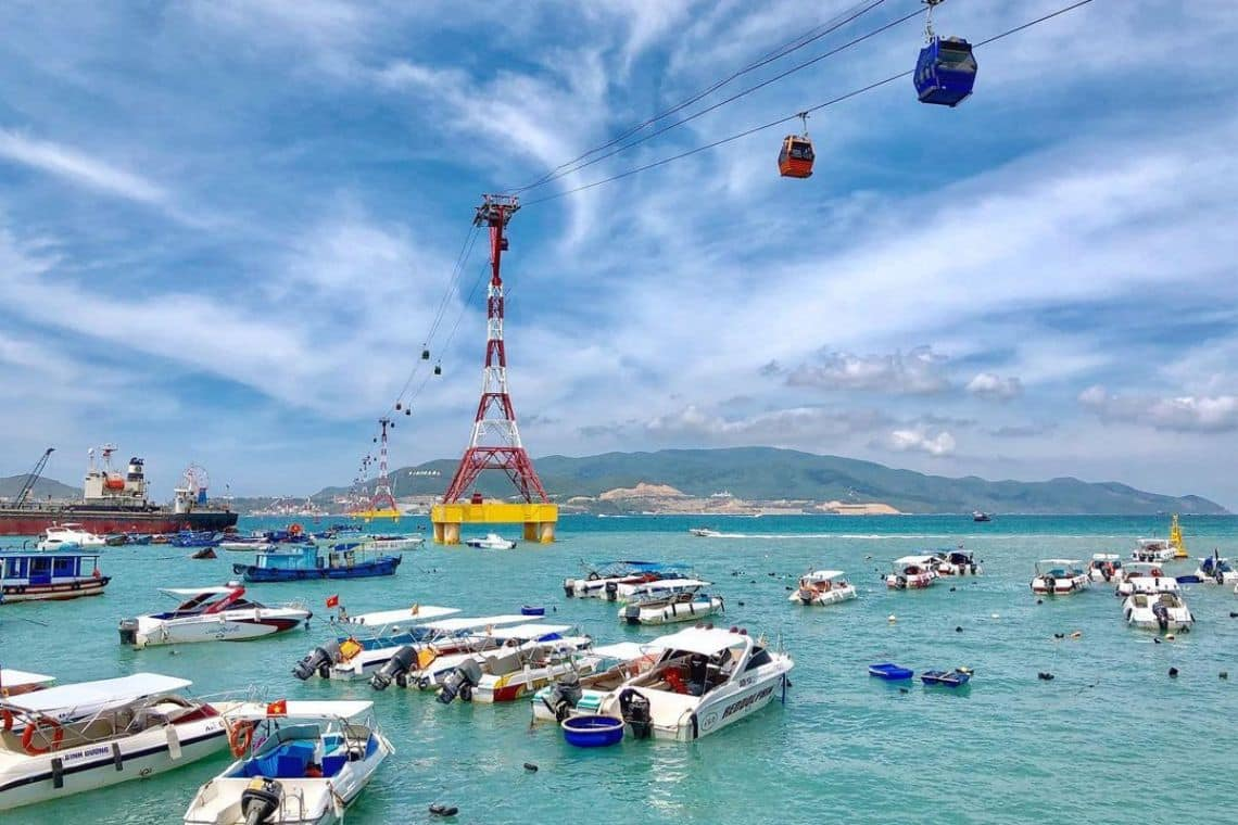 The cable car connects visitors to Hon Tre Island